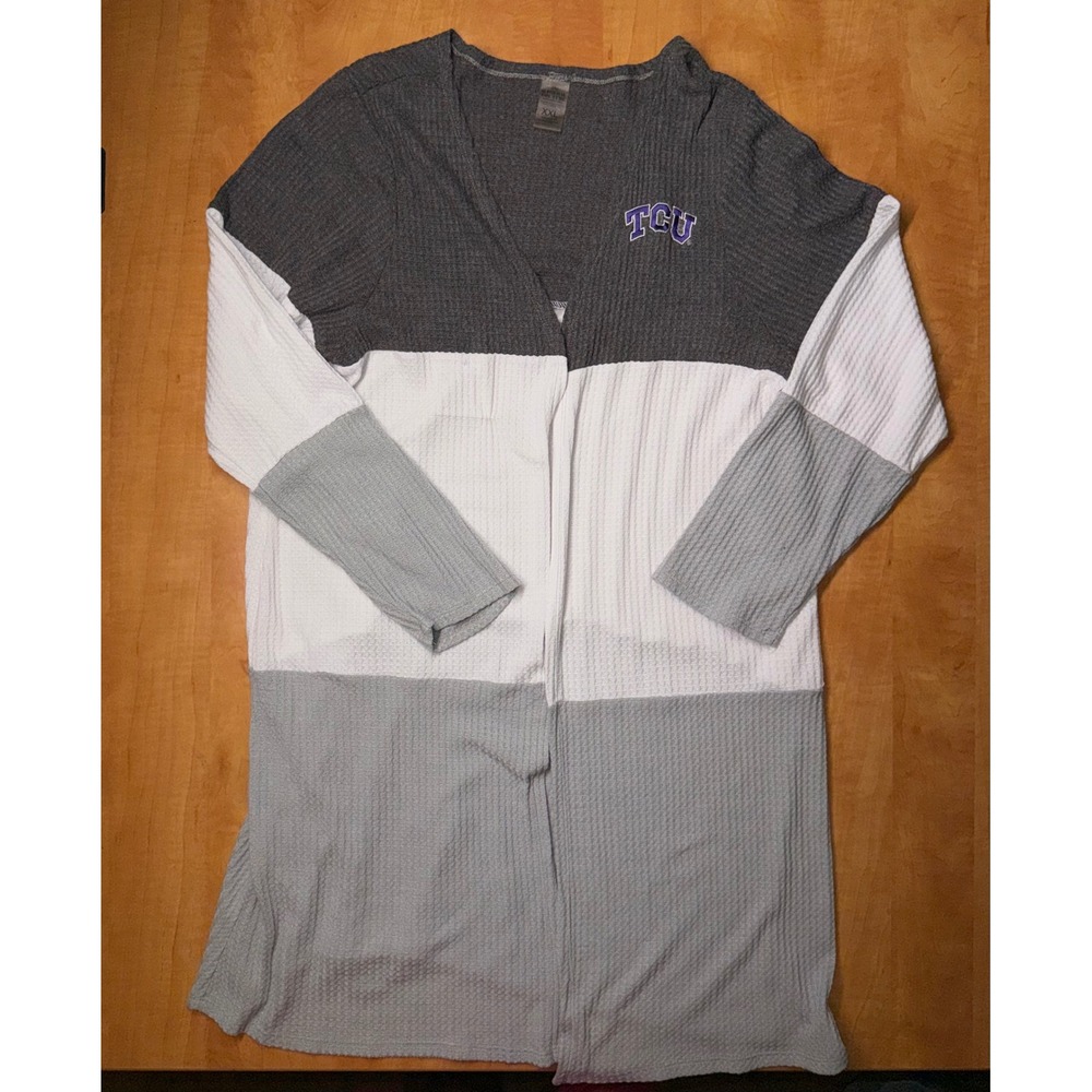 Gameday Couture TCU Horned Frogs Waffle Knit Colorblock Cardigan Duster XXL